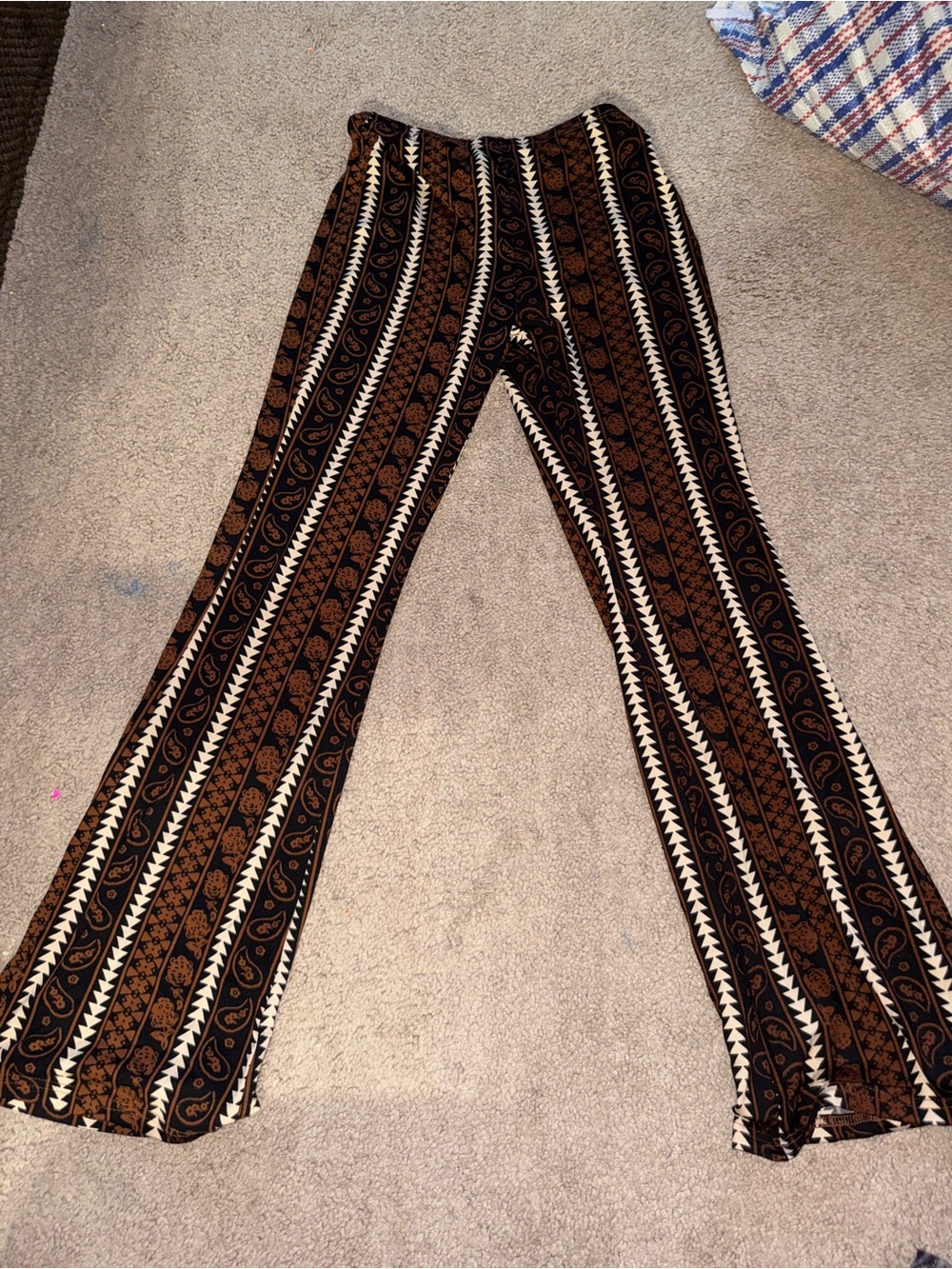 SHEIN Black & Brown Patterned Wide Leg Pants